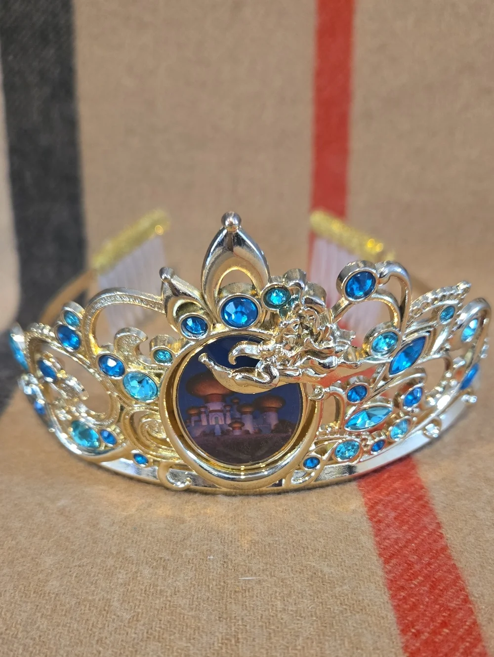 Disney Jasmine Gold-Tone Tiara with Blue Gems NWOT